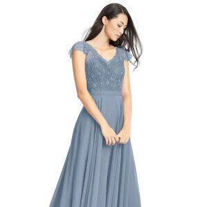 Azazie Cheryl Dusty Blue Bridesmaid Dress | Size Small